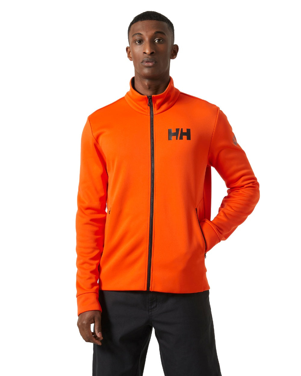 Flame coloured Helly Hansen Mens HP Fleece Jacket 2.0 on white background 