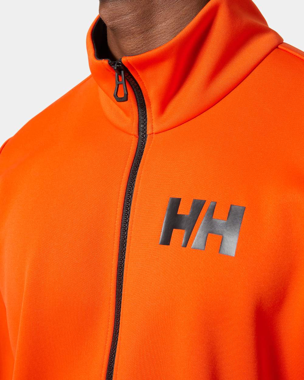 Flame coloured Helly Hansen Mens HP Fleece Jacket 2.0 on white background 