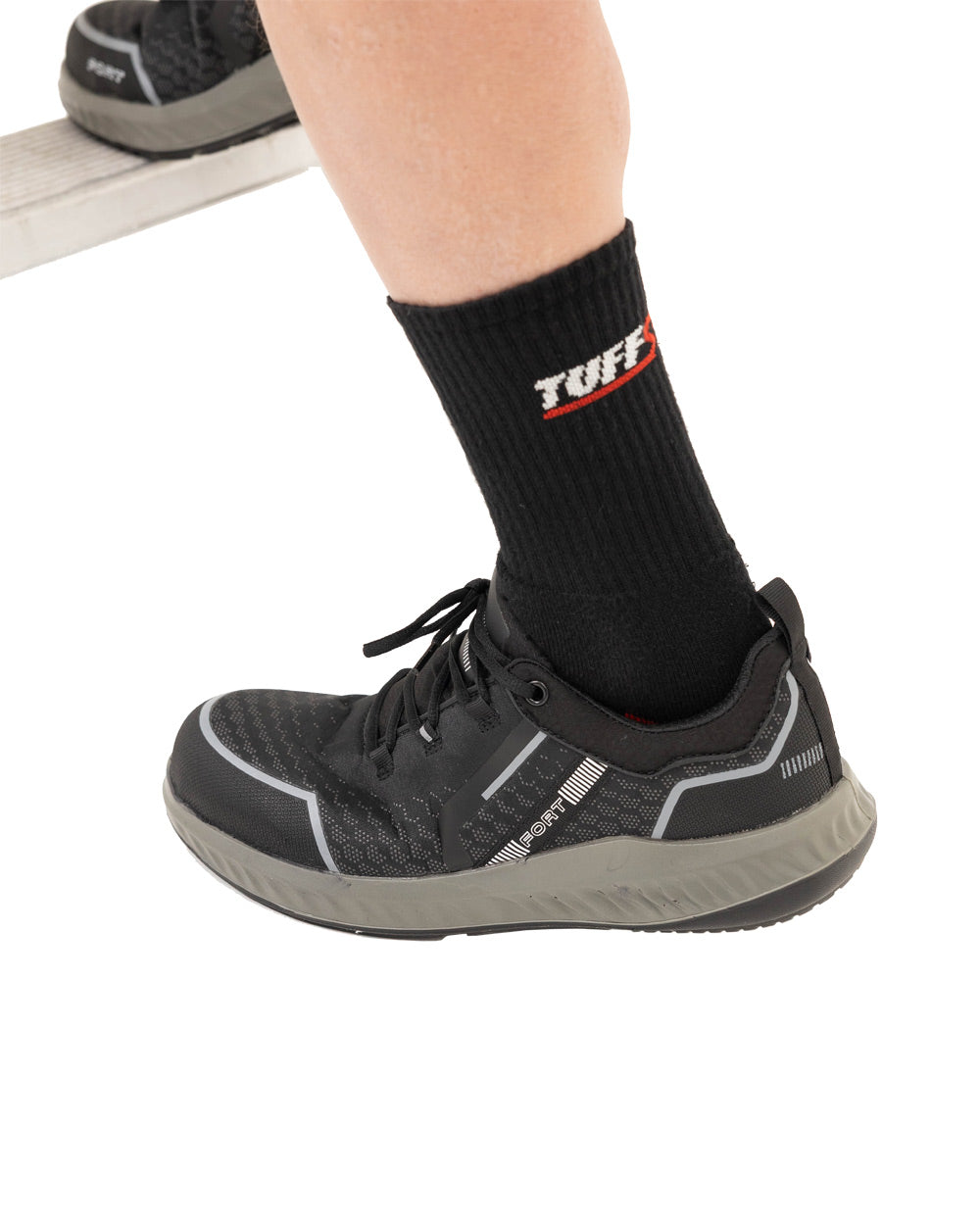 Black coloured Fort Evo Safety Trainer on White background