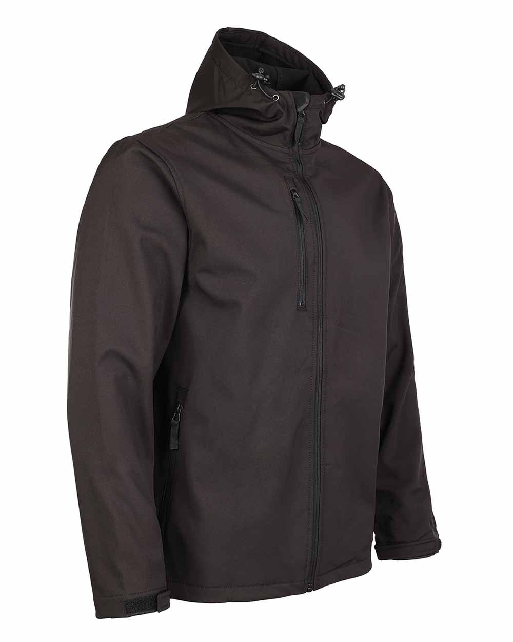 Black Coloured Fort Holkham Hooded Softshell Jacket On A White Background 