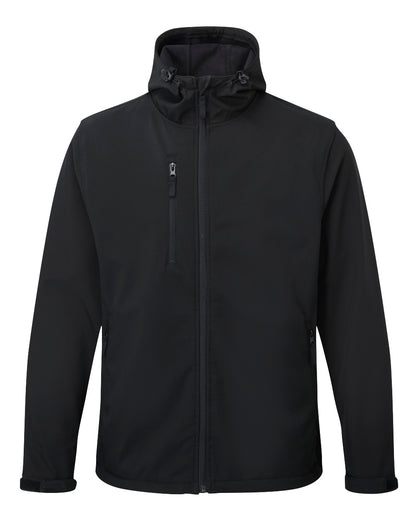 Black Coloured Fort Holkham Hooded Softshell Jacket On A White Background 