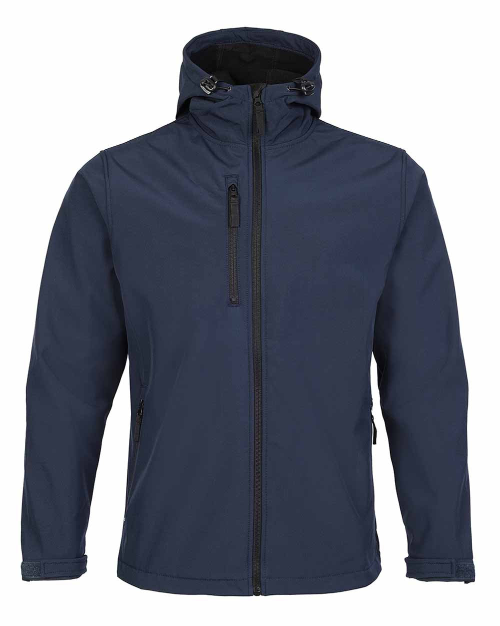 Navy Blue Coloured Fort Holkham Hooded Softshell Jacket On A White Background 