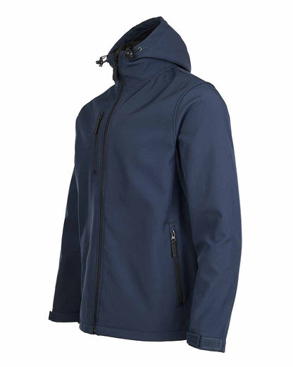 Navy Blue Coloured Fort Holkham Hooded Softshell Jacket On A White Background 