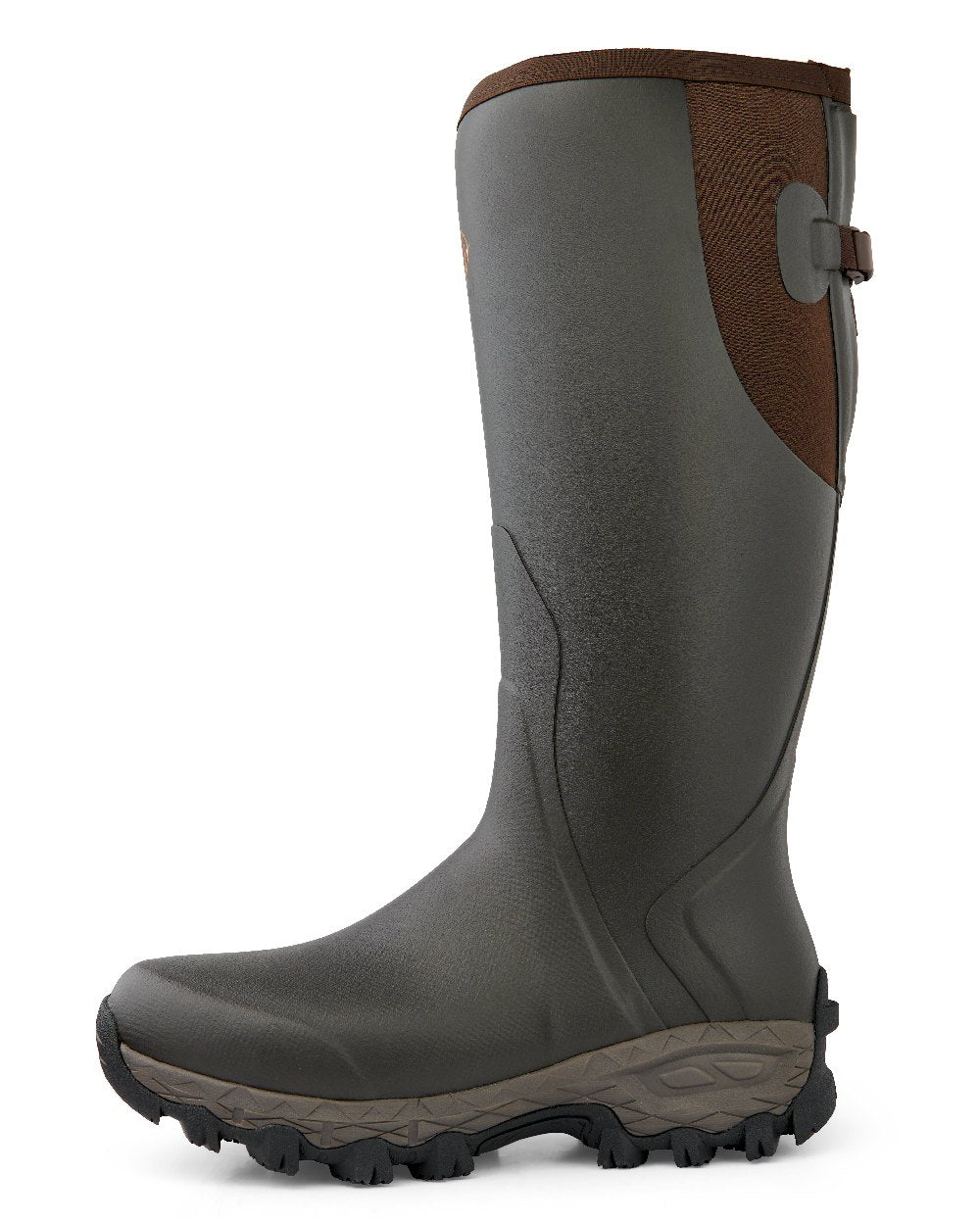 Dark Brown coloured Gateway1 Moor Country 18inch 3mm Size Zip Wellingtons on White background