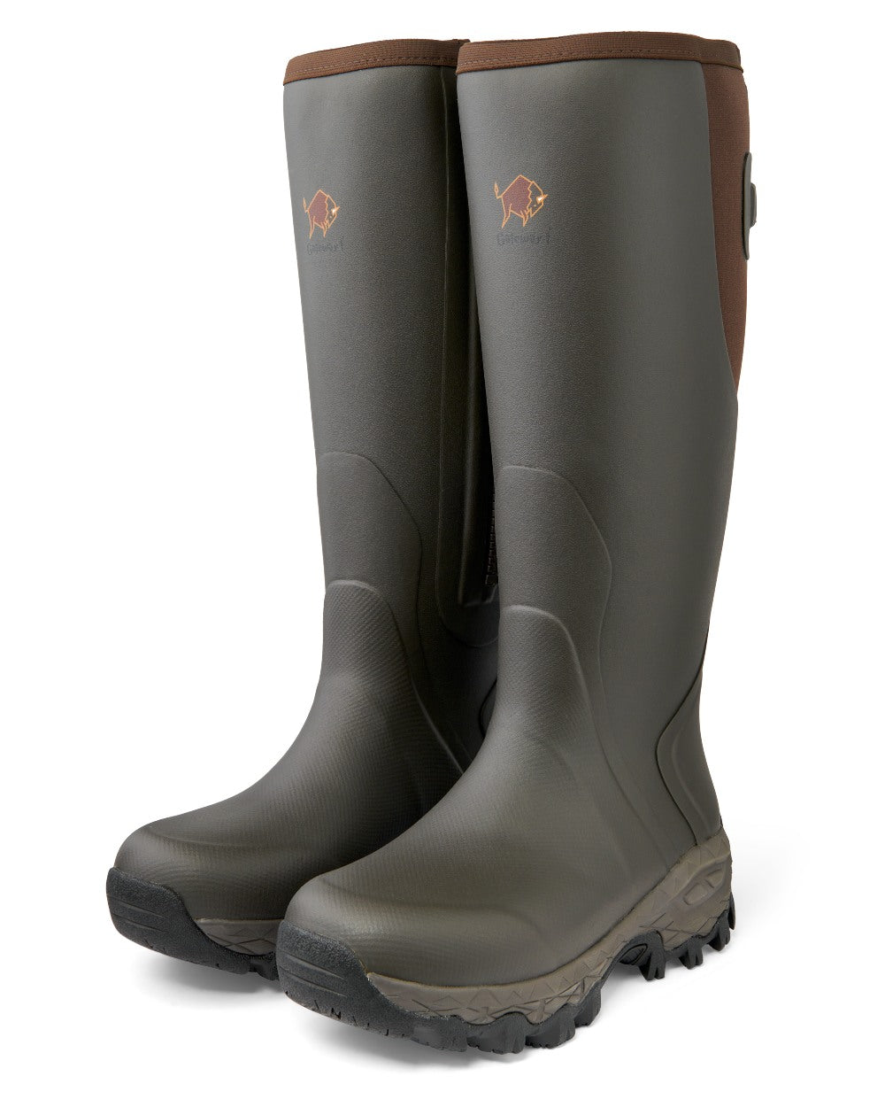 Dark Brown coloured Gateway1 Moor Country Lady 17&quot; 3mm Side-Zip Wellingtons on white background 