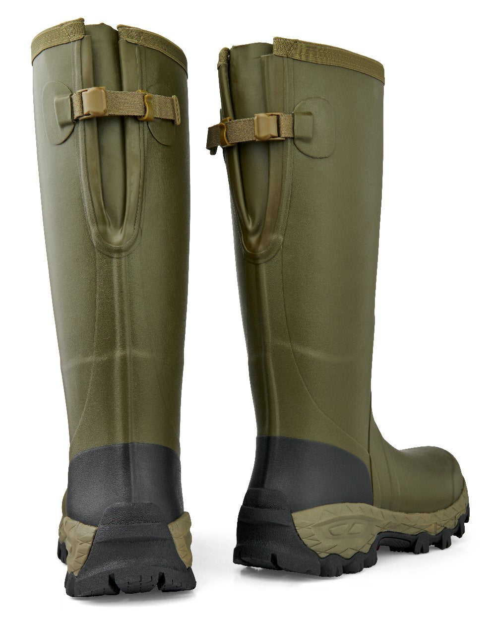 Olive coloured Gateway1 Woodstalker 18&quot; Wellingtons on white background 