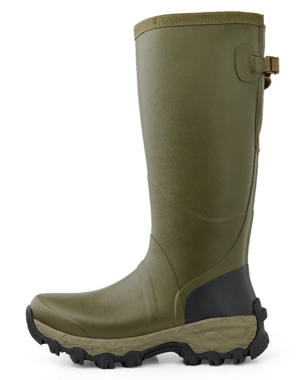 Olive coloured Gateway1 Woodstalker 18&quot; Wellingtons on white background 