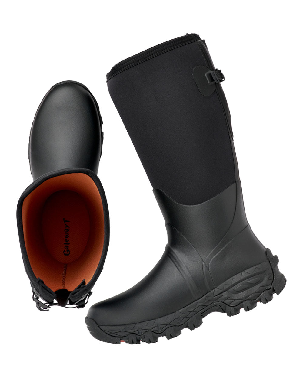Black coloured Gateway1 Woodwalker 18" 4mm Wellingtons on White background 