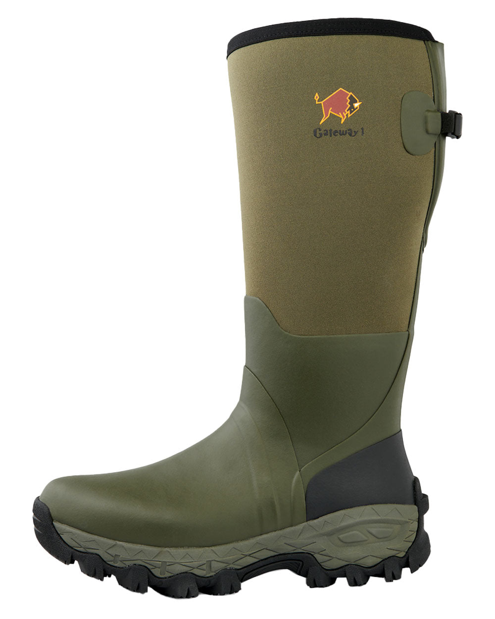 Khaki coloured Gateway1 Woodwalker 18&quot; 4mm Wellingtons on White background 