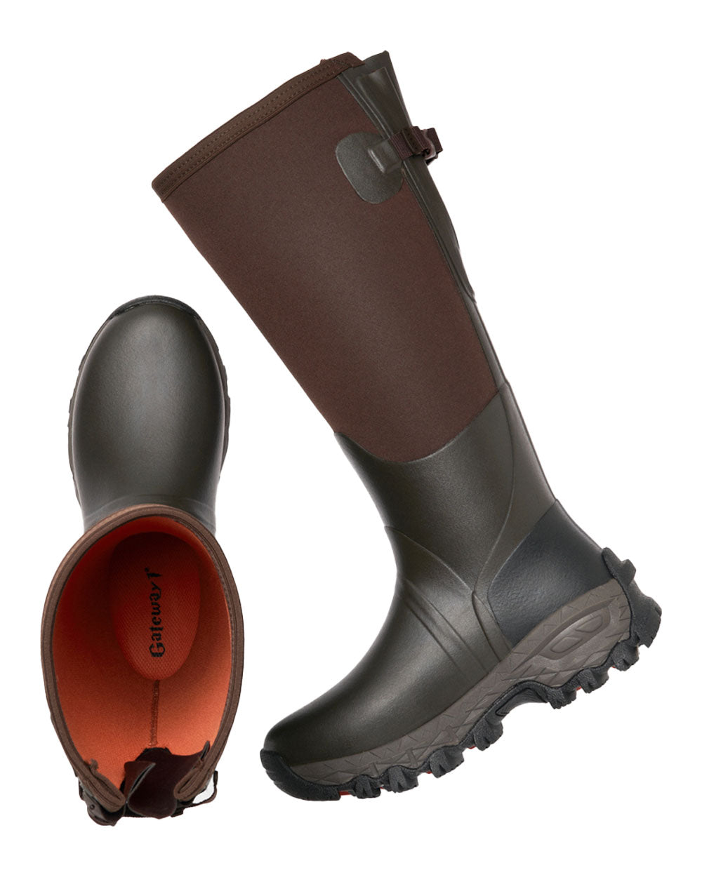 Dark Brown coloured Gateway1 Woodwalker Lady 17&quot; 4mm Wellingtons on White background 