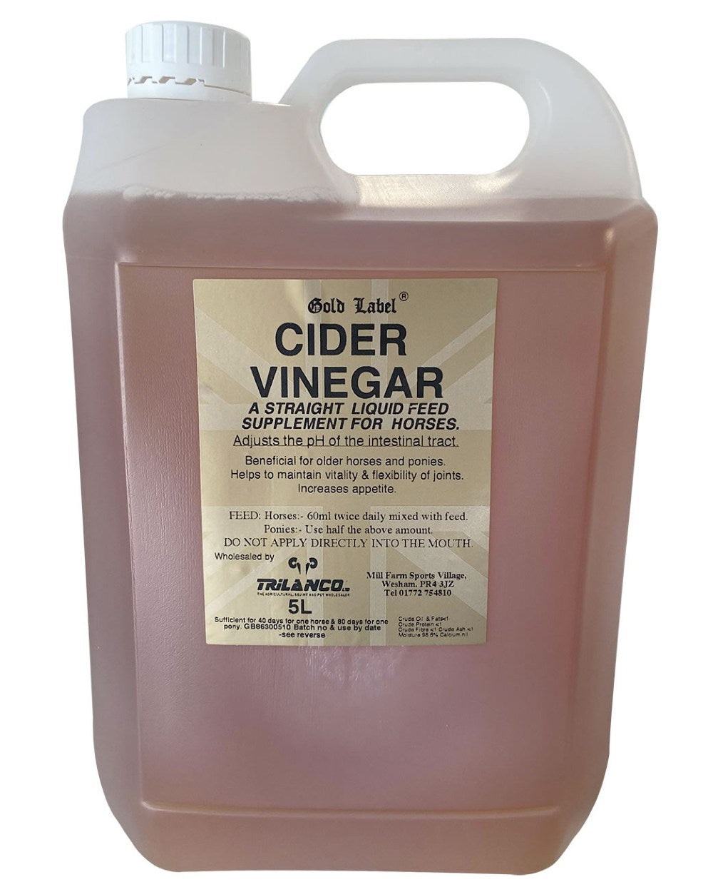 Gold Label Cider Vinegar On A White Background