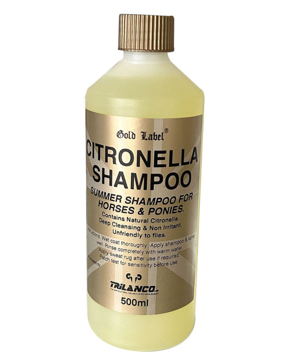 Gold Label Citronella Shampoo On A White Background