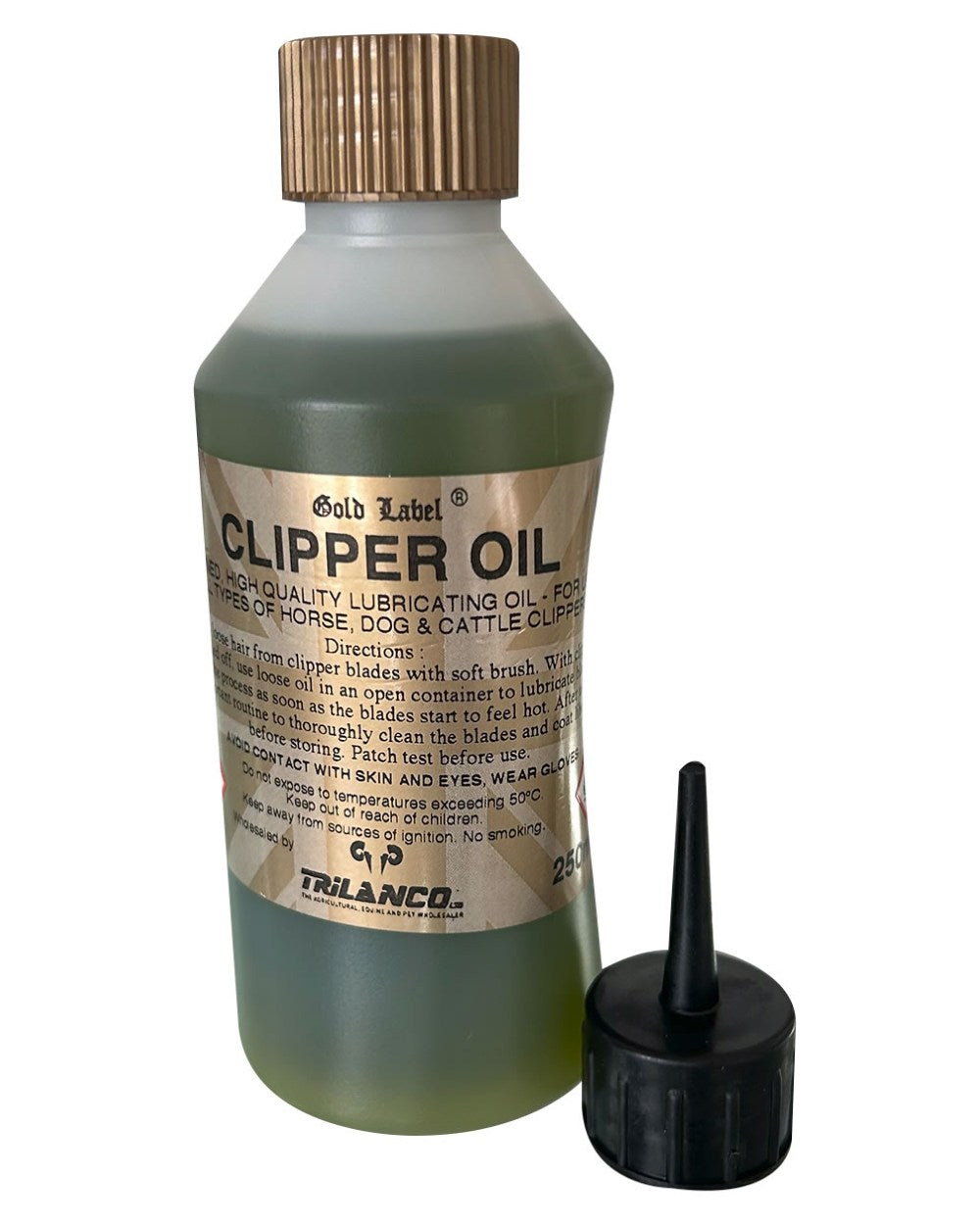 Gold Label Clipper Oil On A White Background