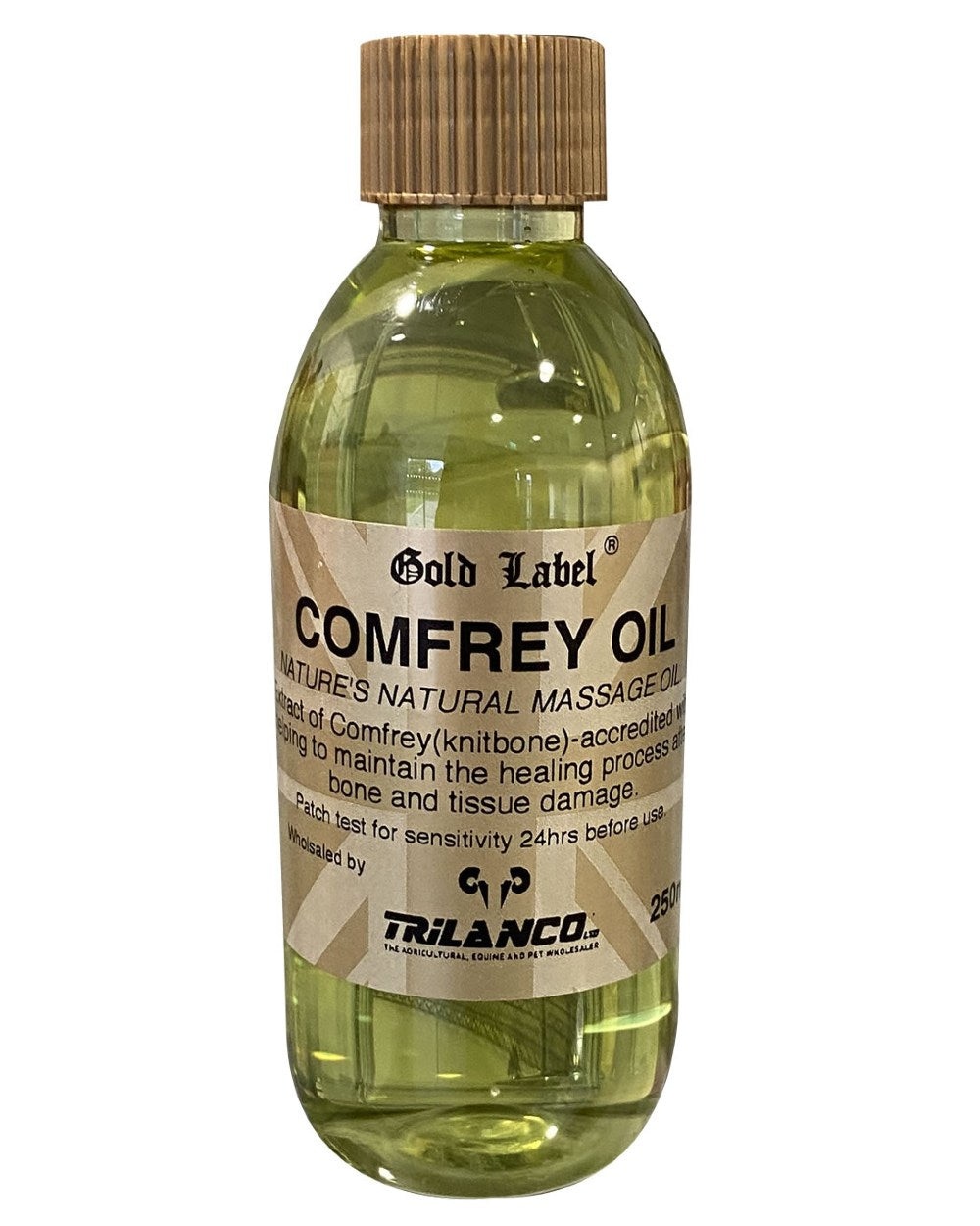 Gold Label Comfrey Oil On A White Background