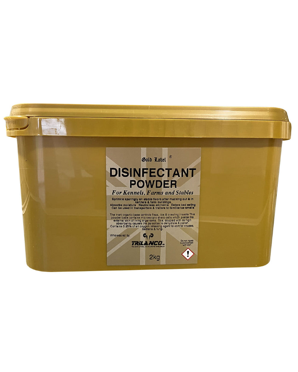 Gold Label Disinfectant Powder On A White Background