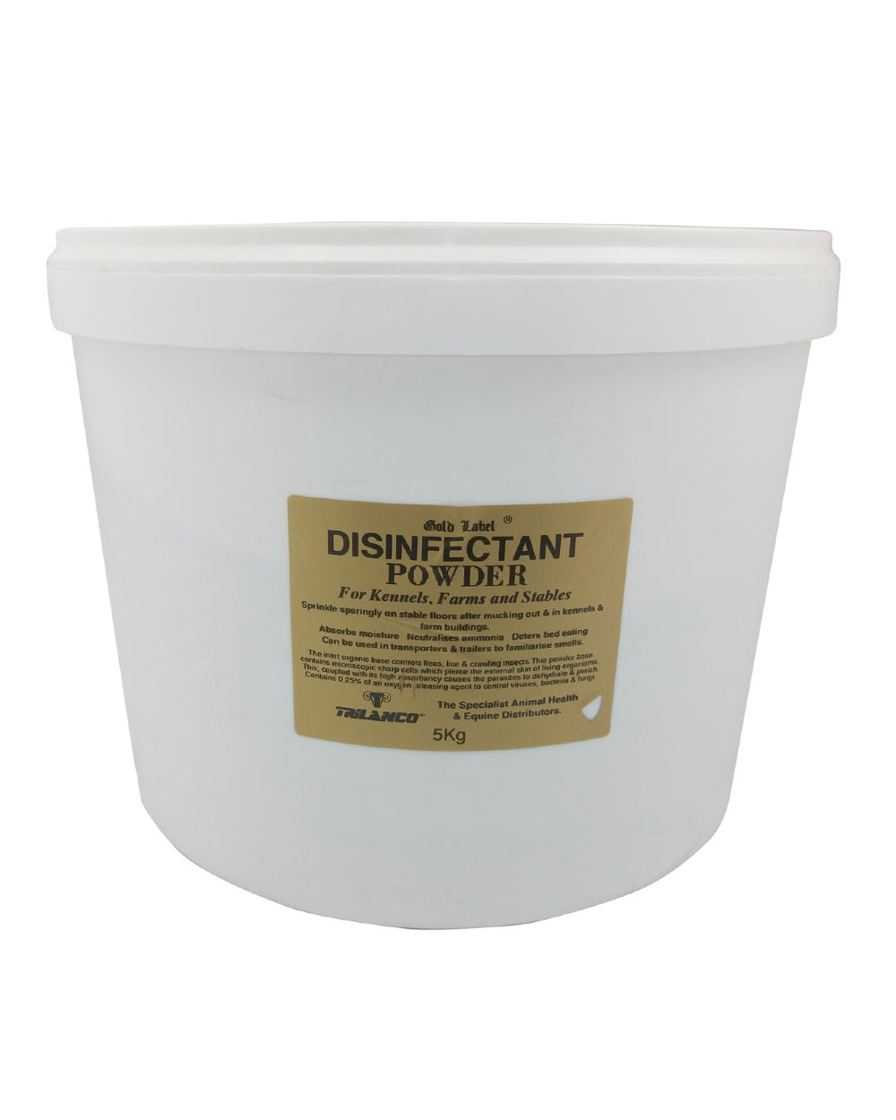 Gold Label Disinfectant Powder On A White Background