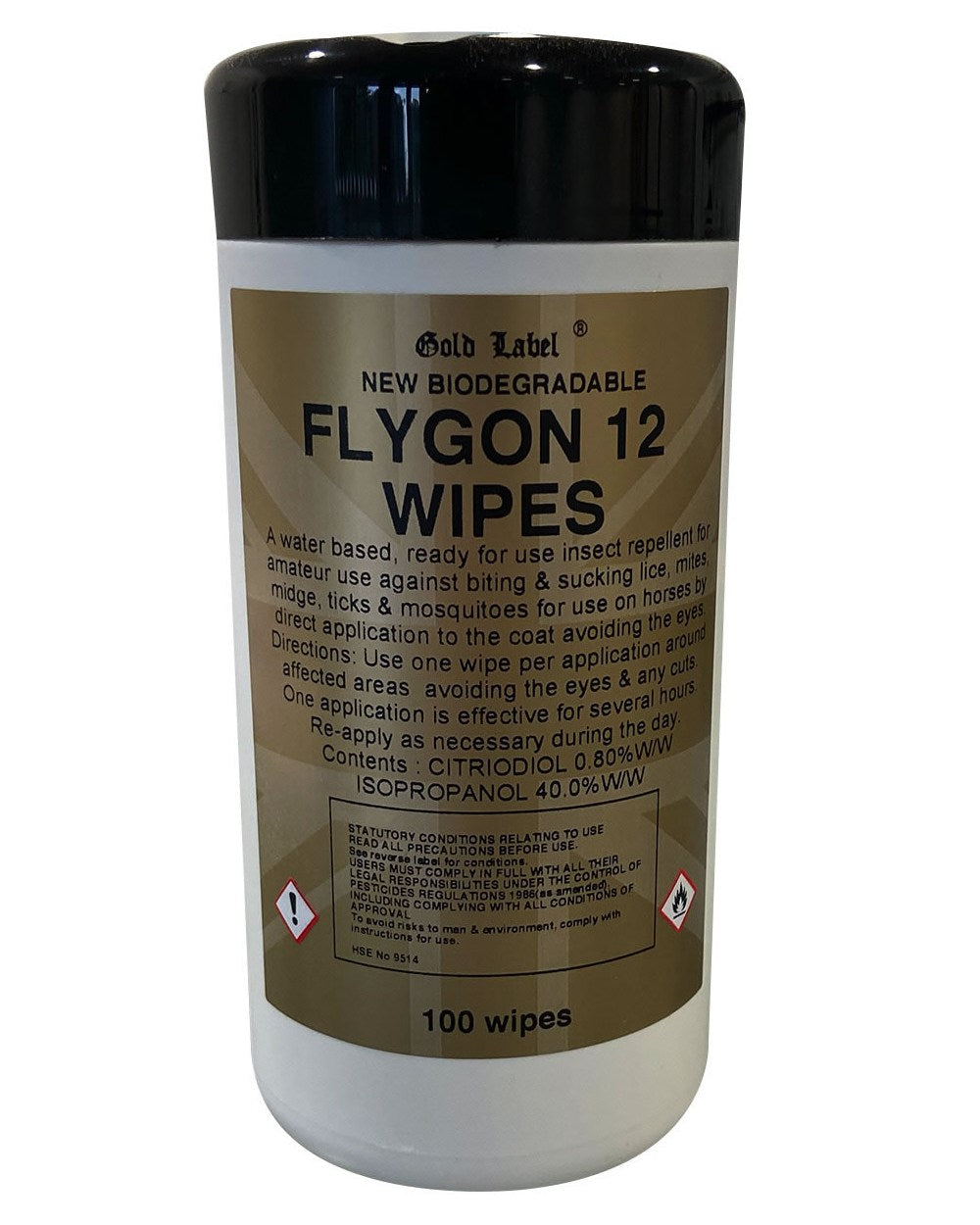 Gold Label Flygon 12 Wipes On A White Background