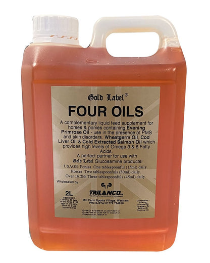 Gold Label Four Oils On A White Background