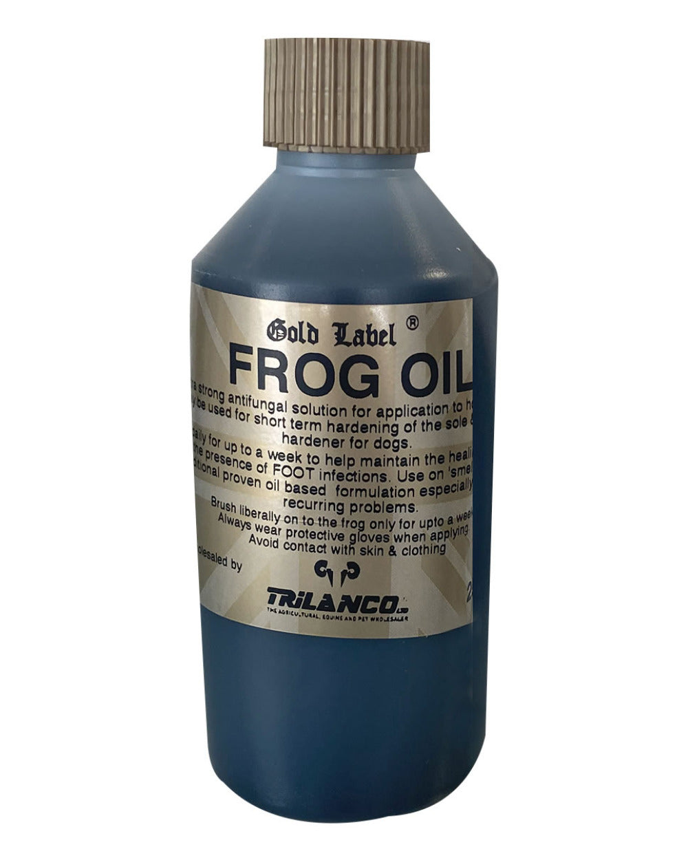 Gold Label Frog Oil On A White Background