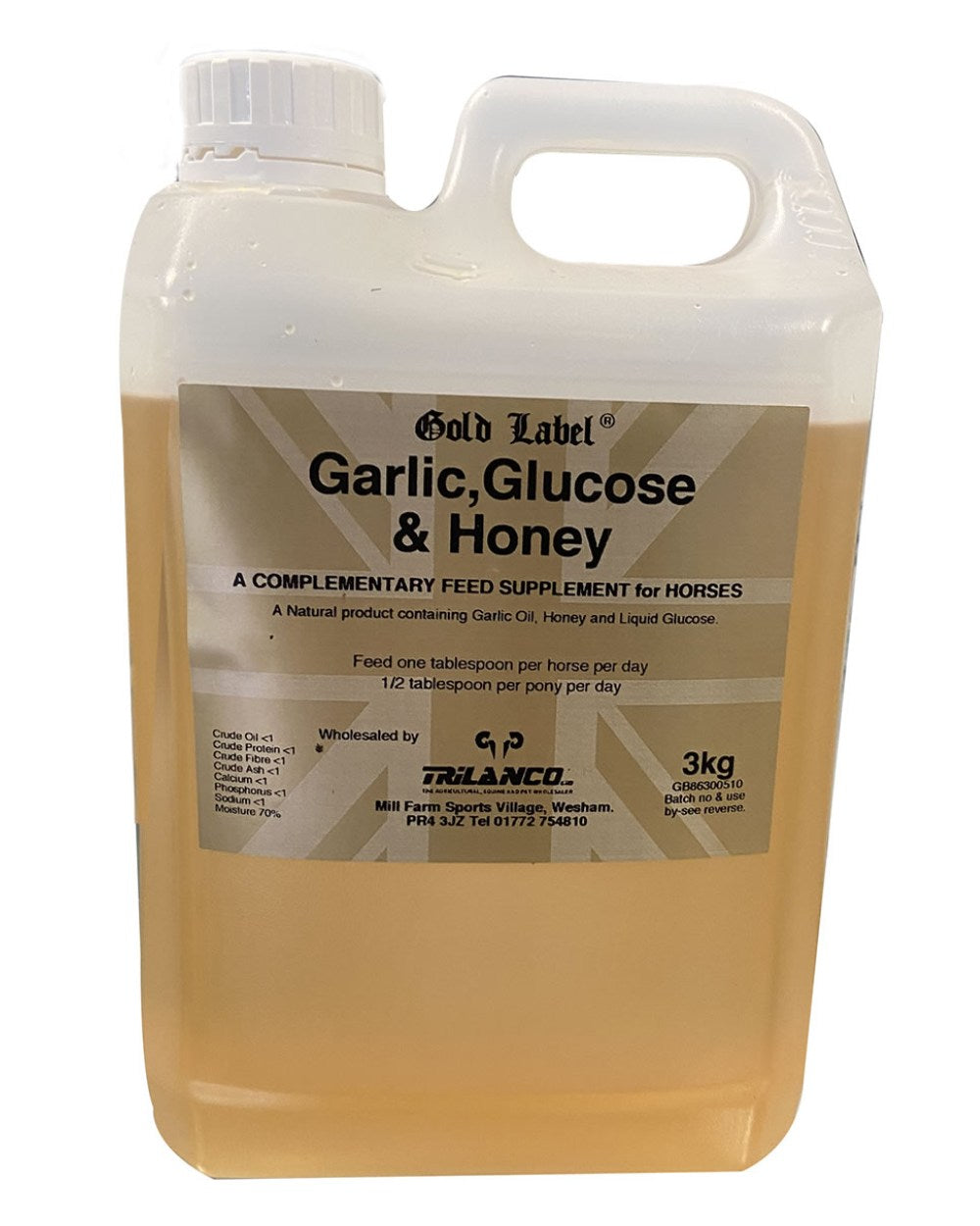 Gold Label Garlic Glucose &amp; Honey On A White Background