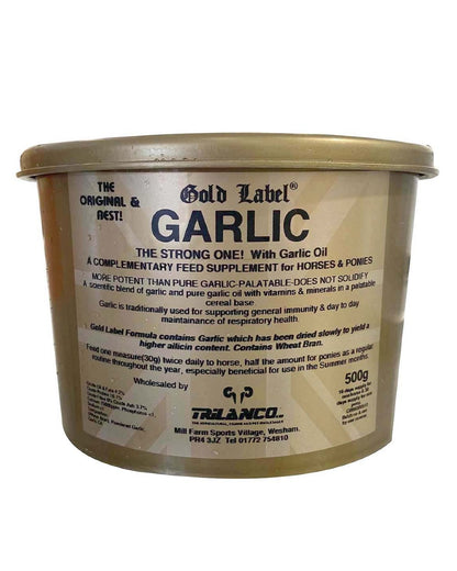Gold Label Garlic Powder On A White Background