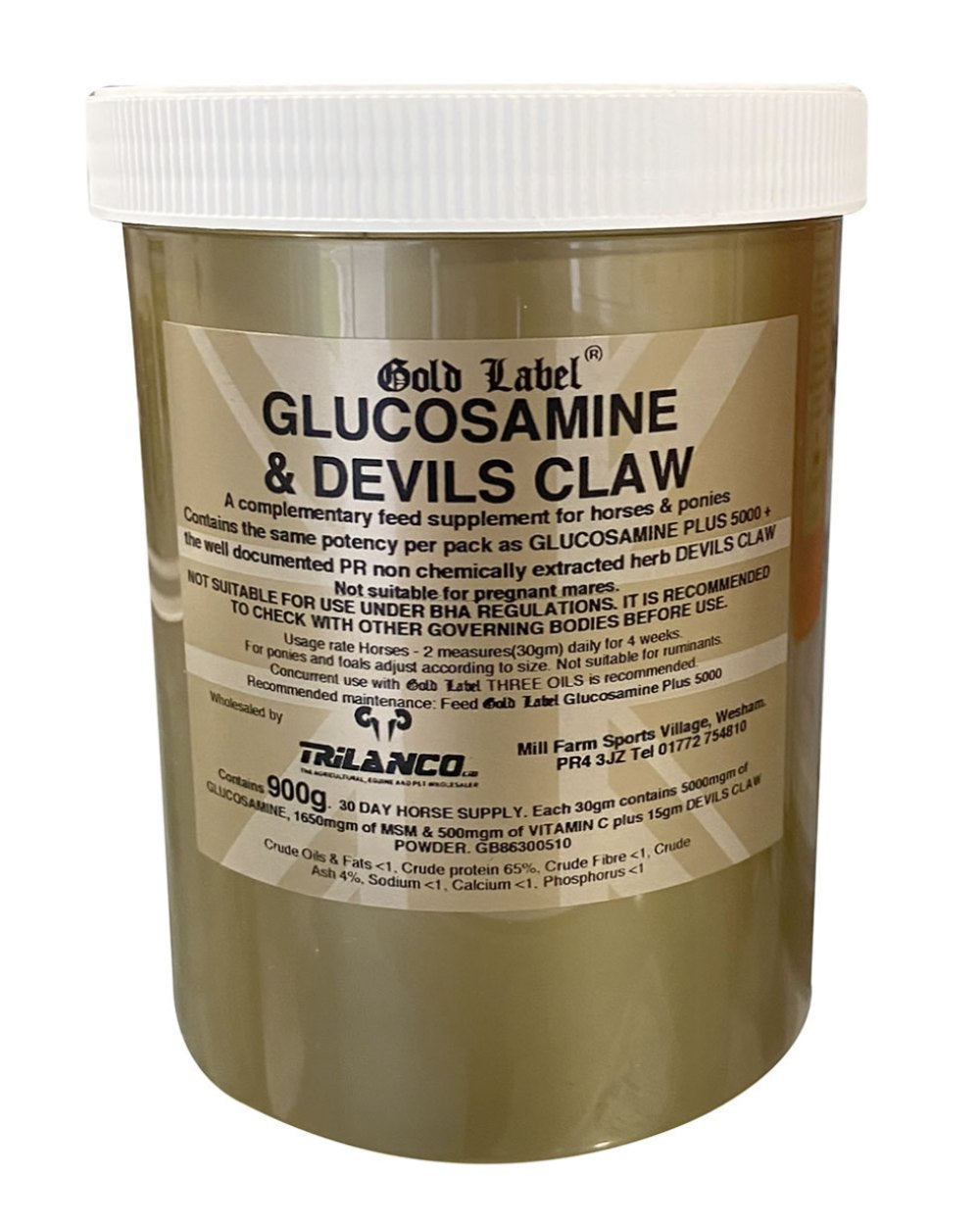 Gold Label Glucosamine &amp; Devils Claw On A White Background