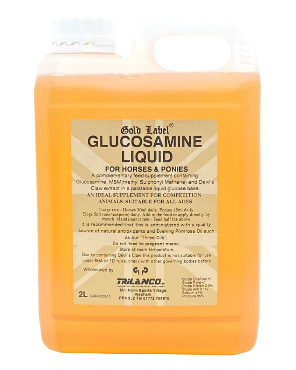 Gold Label Glucosamine Liquid On A White Background
