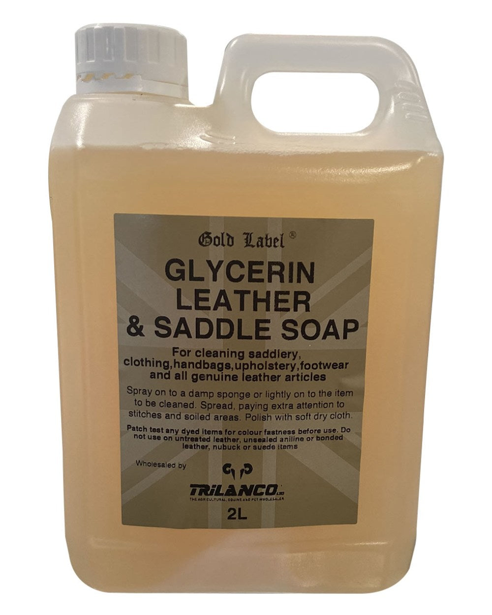 Gold Label Glycerin Leather &amp; Saddle Soap Liquid On A White Background