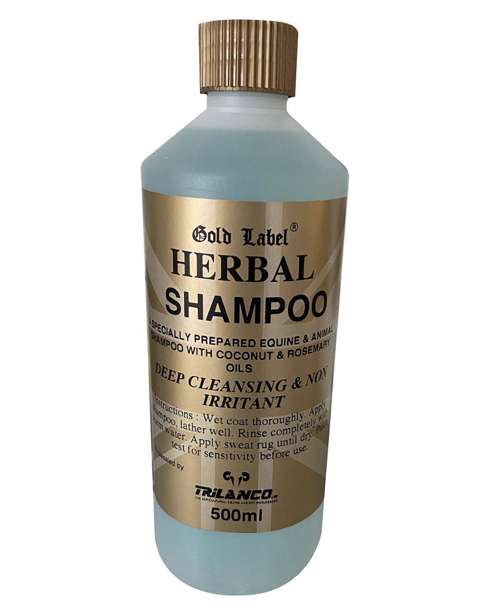 Gold Label Herbal Shampoo On A White Background