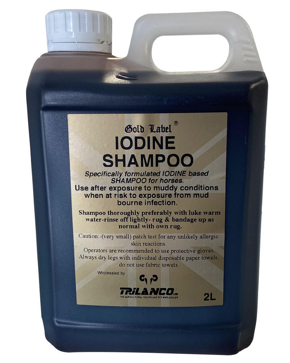 Gold Label Iodine Shampoo On A White Background