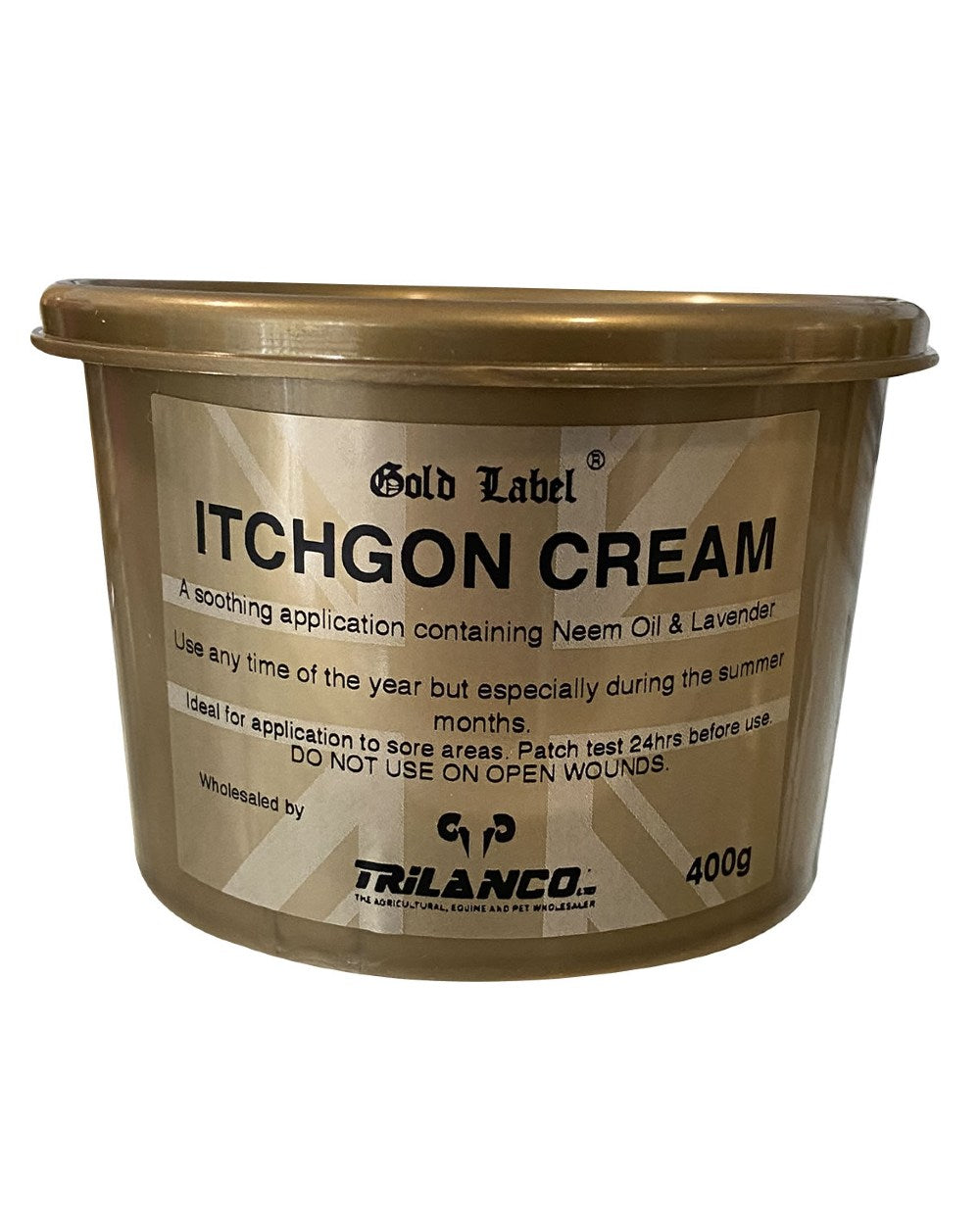 Gold Label Itchgon Cream On A White Background