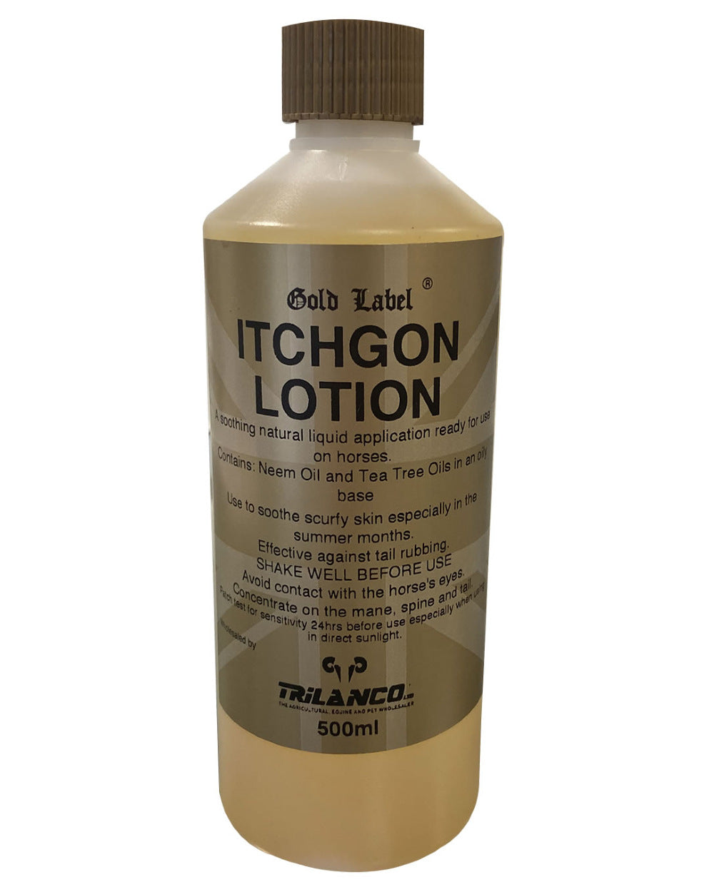 Gold Label Itchgon Lotion On A White Background