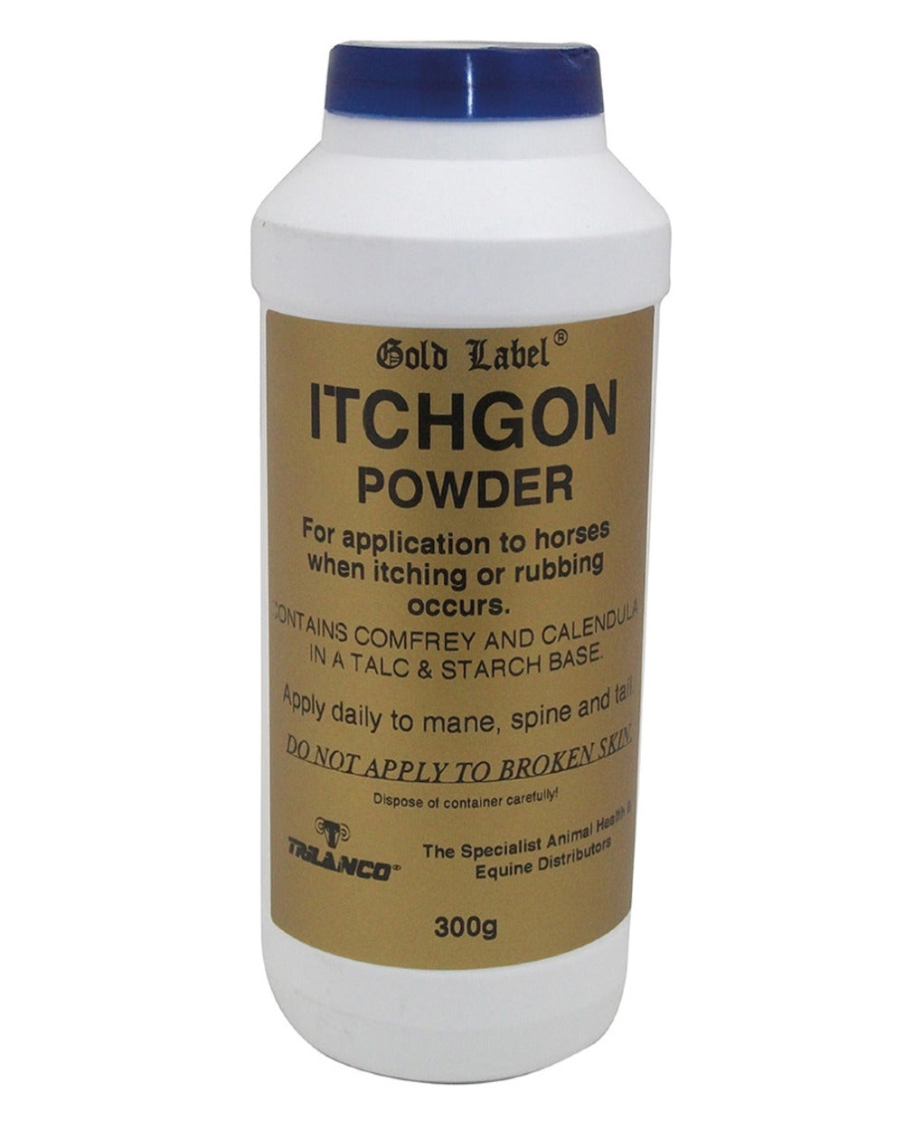 Gold Label Itchgon Powder On A White Background