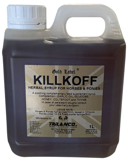Gold Label Killkoff Herbal Syrup On A White Background