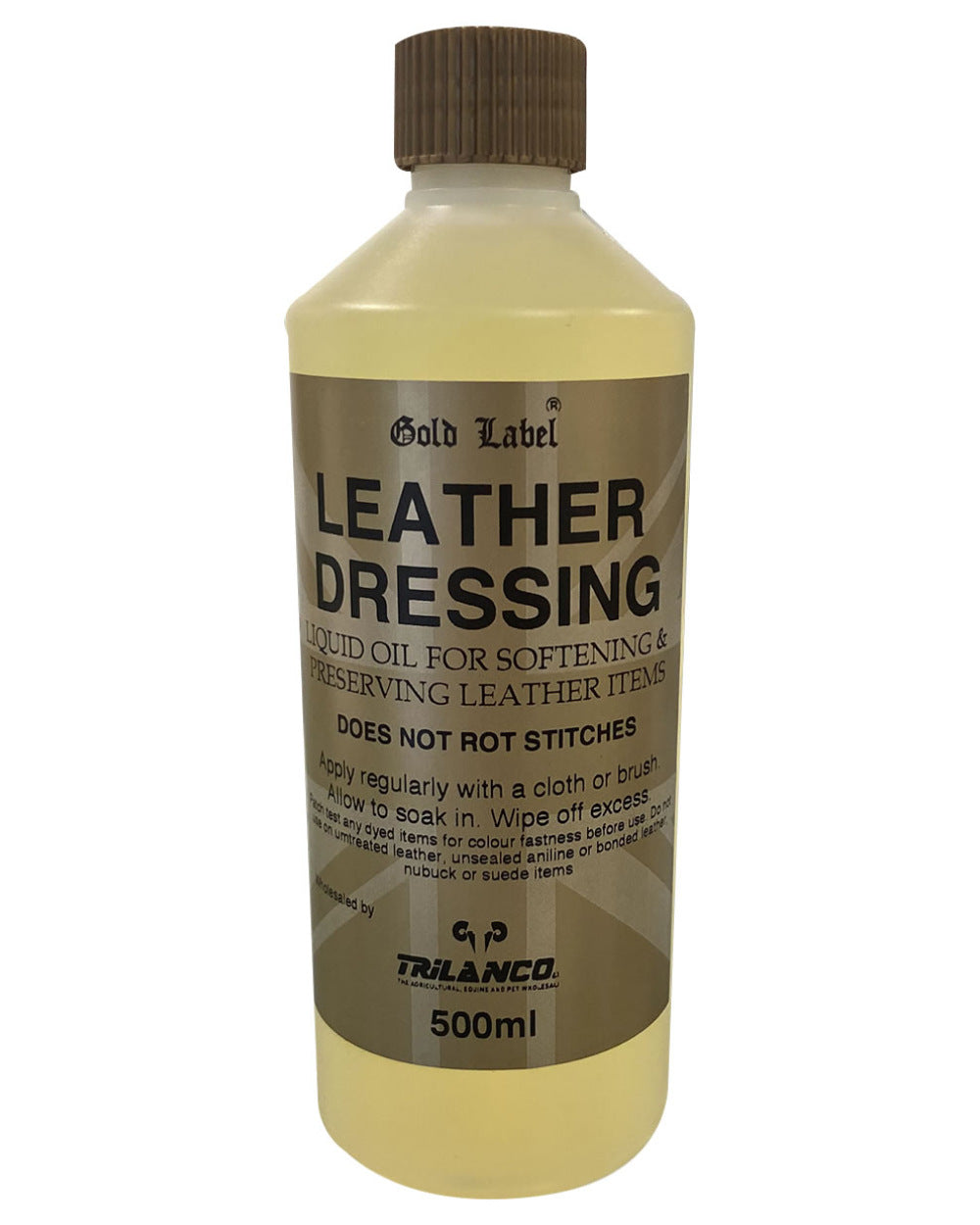 Gold Label Leather Dressing On A White Background