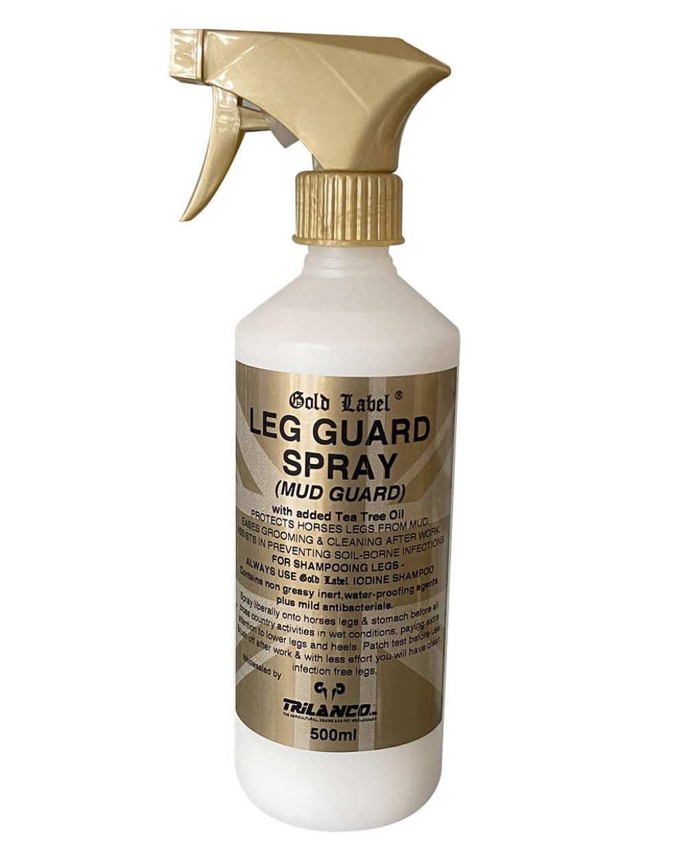 Gold Label Leg Guard Spray On A White Background
