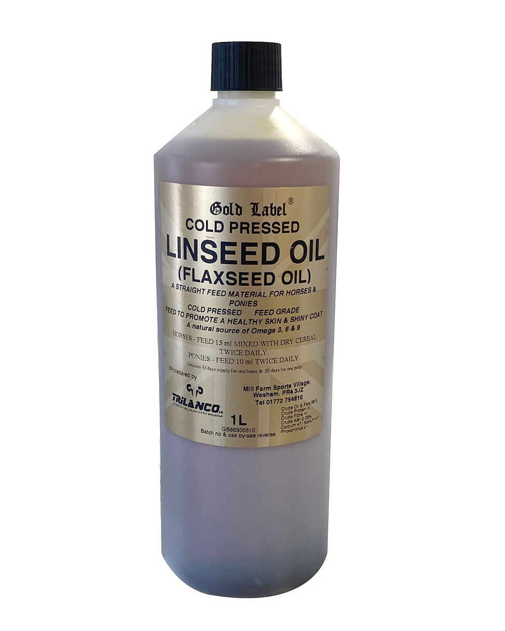 Gold Label Linseed Oil On A White Background