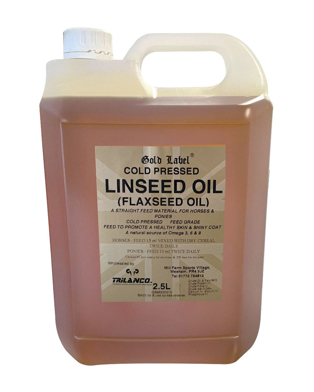 Gold Label Linseed Oil On A White Background