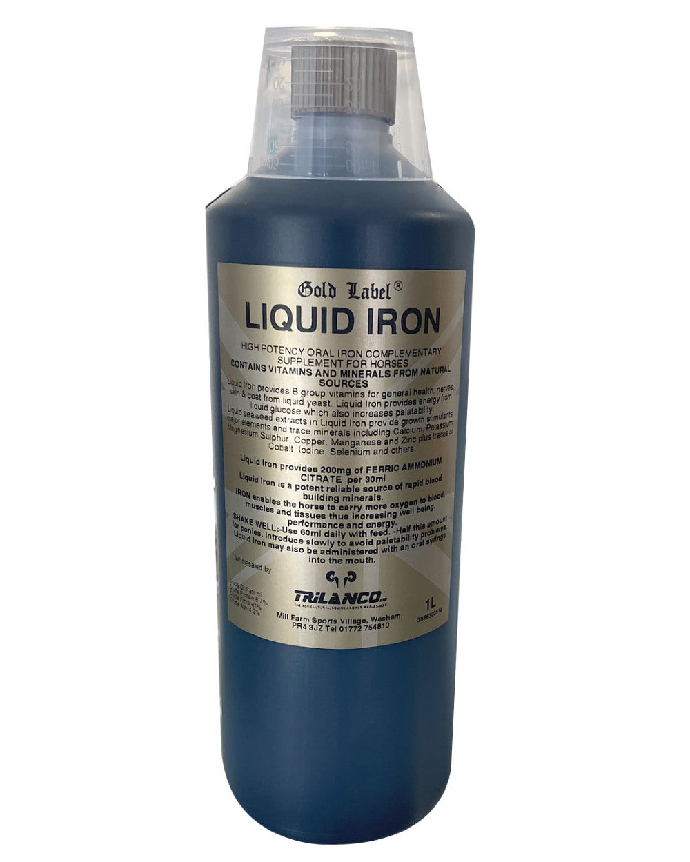 Gold Label Liquid Iron On A White Background