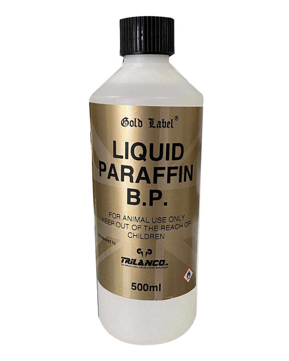 Gold Label Liquid Paraffin B.P. On A White Background