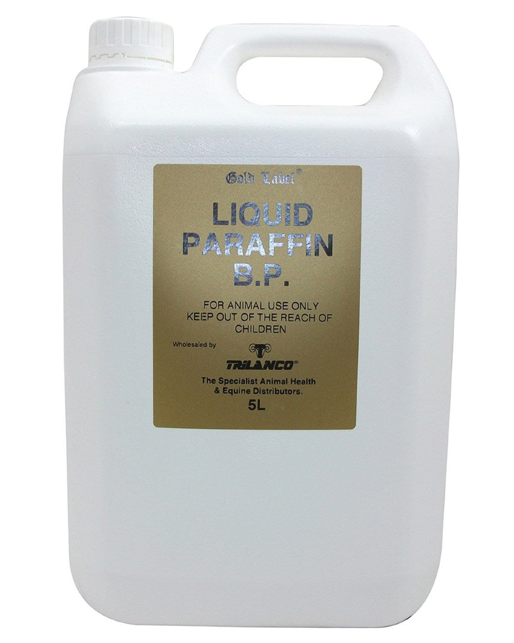 Gold Label Liquid Paraffin B.P. On A White Background