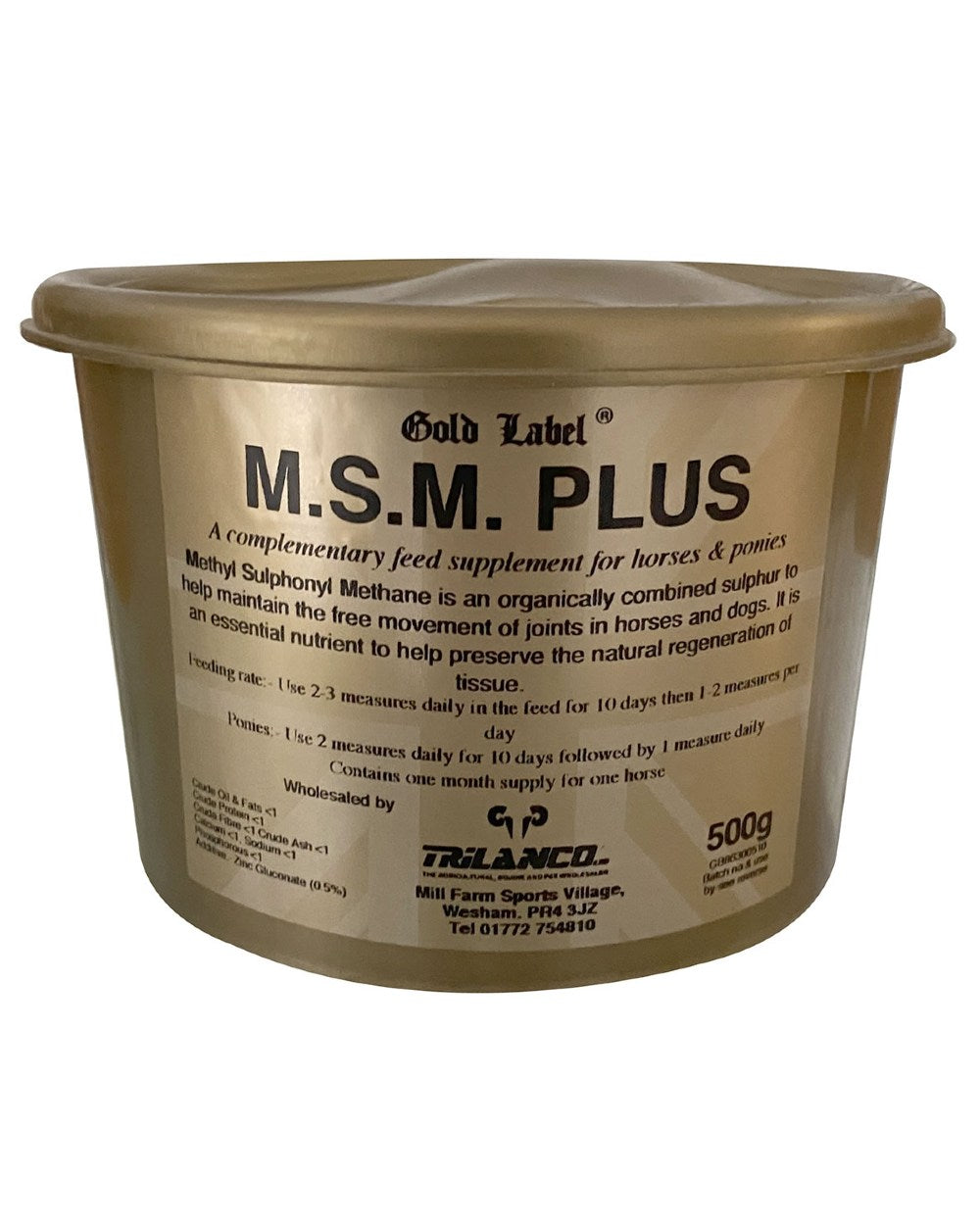 Gold Label M.S.M. Plus On A White Background