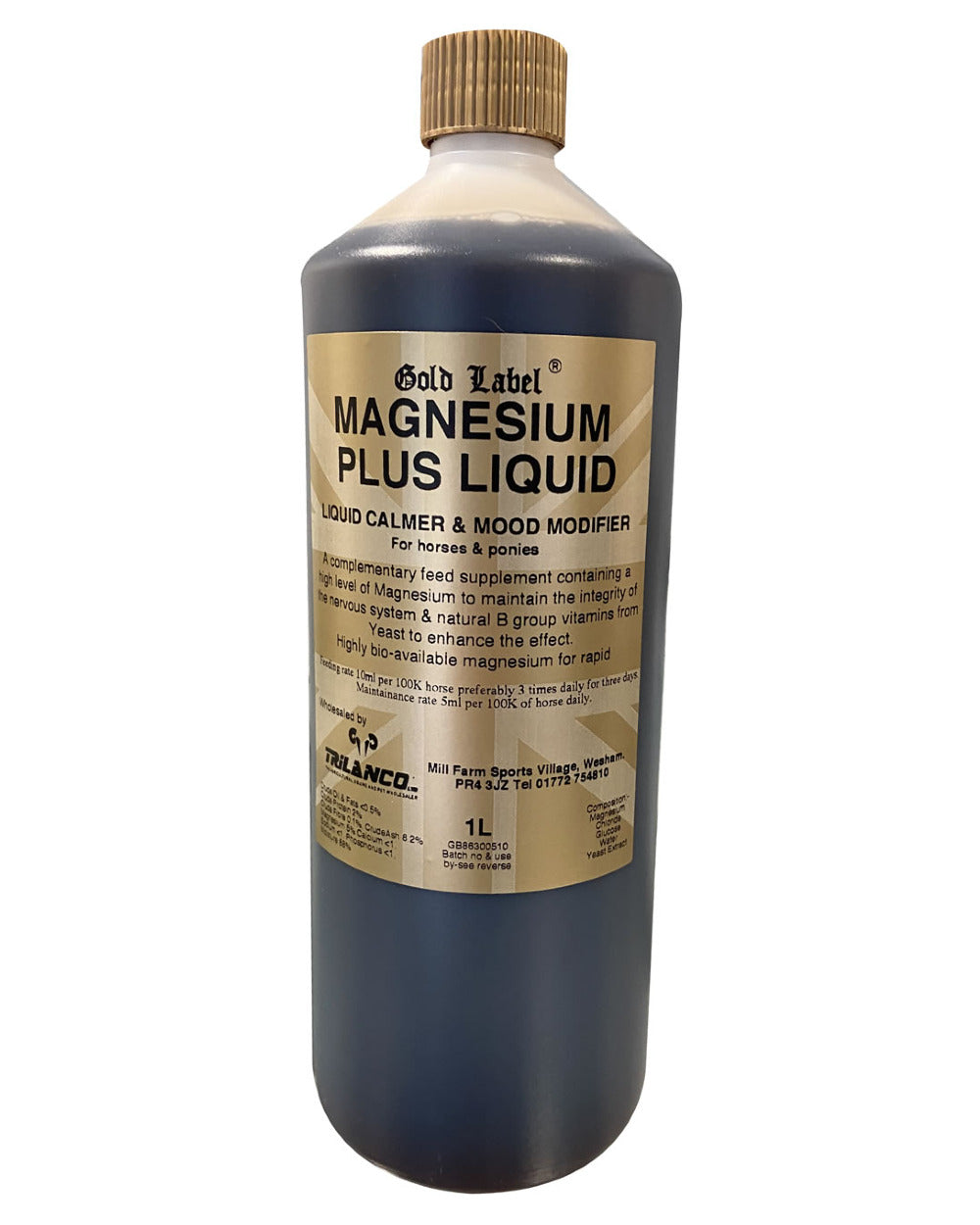 Gold Label Magnesium Plus Liquid On A White Background