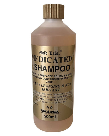 Gold Label Medicated Shampoo On A White Background