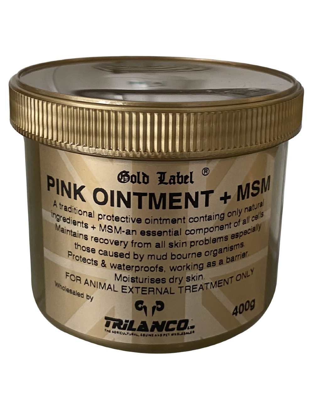 Gold Label Pink Ointment + Msm On A White Background