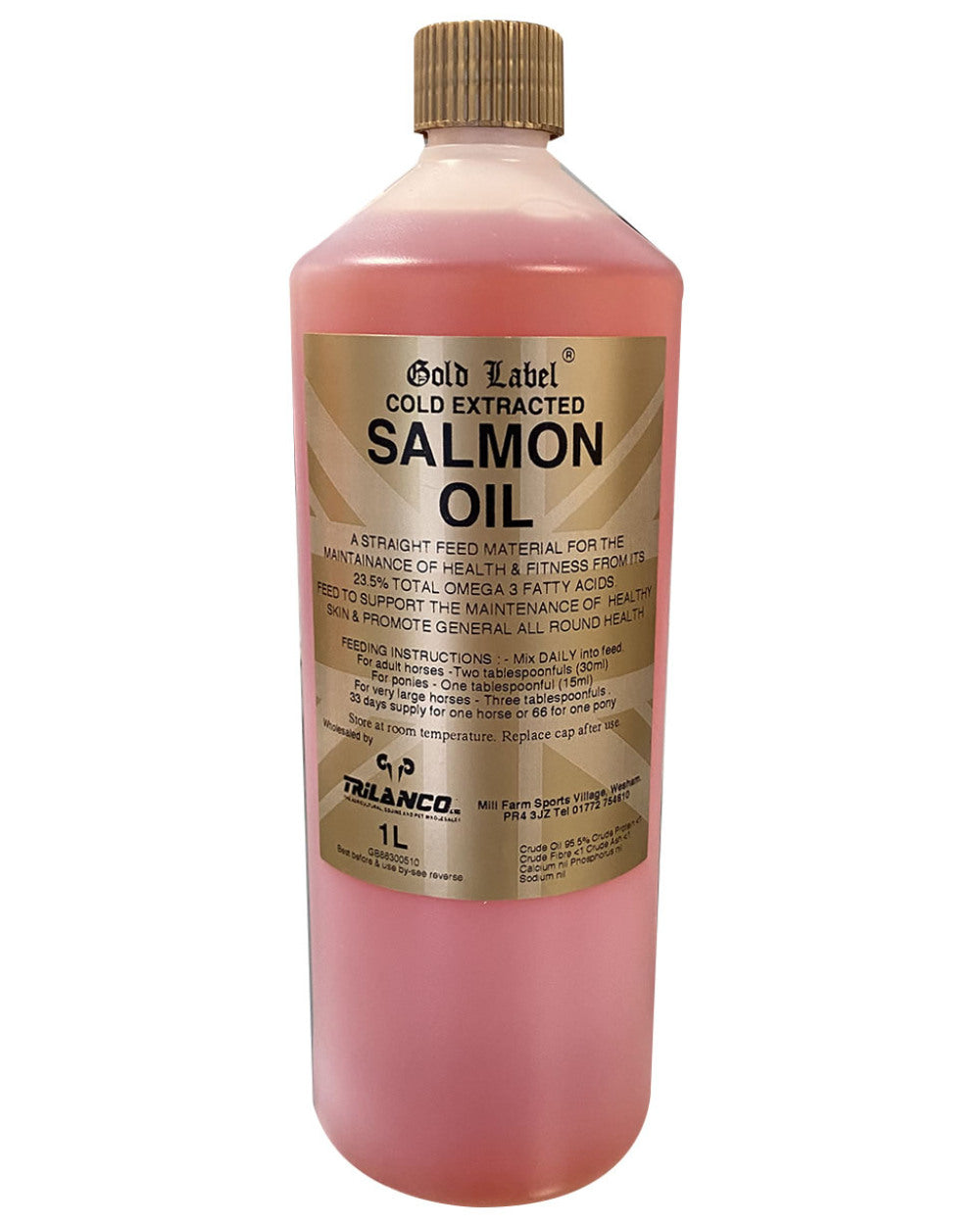 Gold Label Salmon Oil On A White Background
