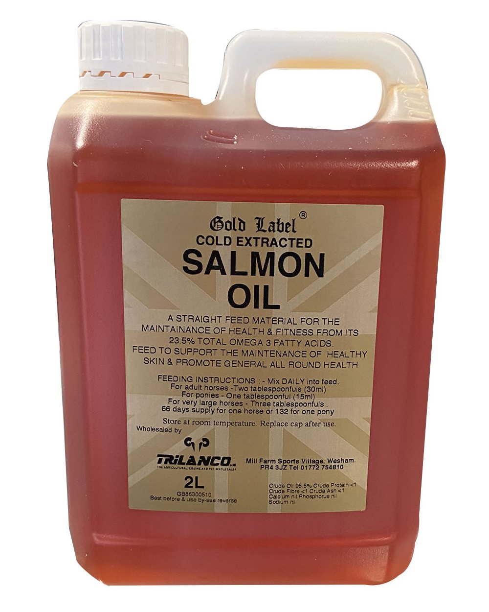 Gold Label Salmon Oil On A White Background