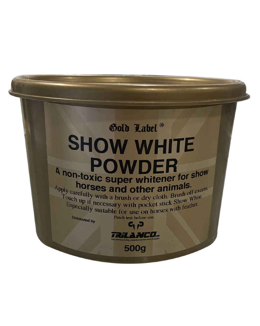 Gold Label Show White Powder On A White Background