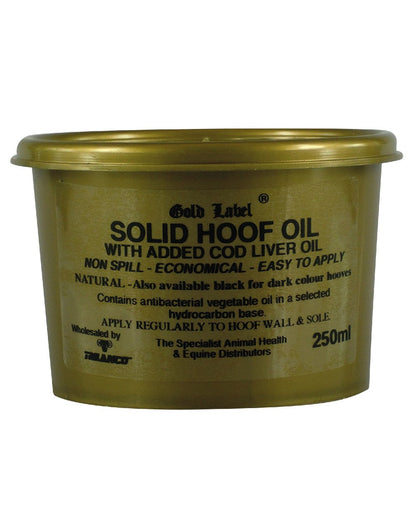 Gold Coloured Gold Label Solid Hoof Oil On A White Background 
