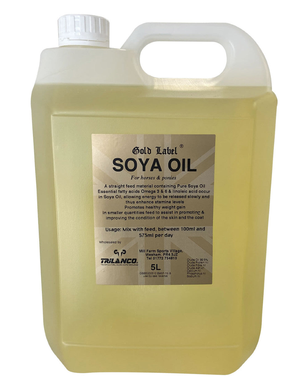 Gold Label Soya Oil On A White Background
